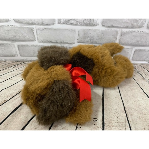 Kids Of America Other - Kids of America floppy brown vintage plush spotted puppy dog lying down red bow